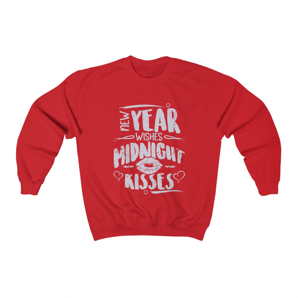 New Year Wishes Midnight Kisses Red Sweatshirt