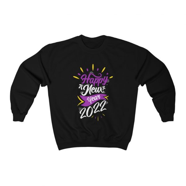 Happy New Year 2022 | Black Graphic Crewneck Sweatshirt