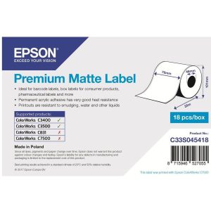 Epson C33S045418 Premium Matt Rolle Etiketten-Endlospapier