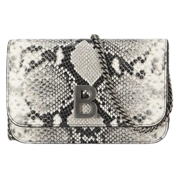 Balenciaga B Python Print Calfskin Leather Wallet on Chain Bag 593615