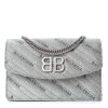 Balenciaga BB Silver Glittered Leather Wallet on Chain Bag 561507
