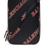 Balenciaga Black Calfskin Leather Sport Print Phone Holder Bag 618189