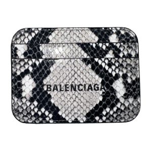 Balenciaga Cash Grey Python Print Leather Credit Card Wallet 593812