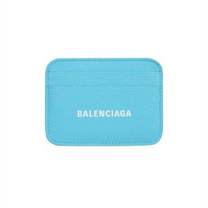 Balenciaga Cash Light Blue Calfskin Leather Credit Card Wallet 593812