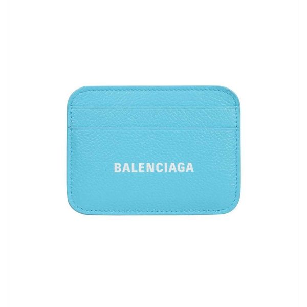 Balenciaga Cash Light Blue Calfskin Leather Credit Card Wallet 593812