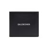 Balenciaga Cash Square Black Calfskin Leather Logo Bifold Wallet 594549