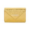 Balenciaga Papier Gold Arena Lambskin Mini Trifold Wallet 391446