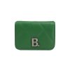 Balenciaga Touch Leaf Green Nappa Leather Quilted Mini Trifold Wallet 617781