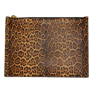 Saint Laurent Leopard Printed Calfskin Leather Medium Pouch 635098