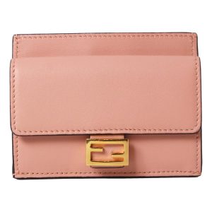 Fendi Baguette Rosa Bourbon Leather Card Holder Wallet 8M0423