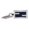 Fendi Baguette Silver Metal Black Leather Key Charm 7AP040