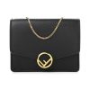 Fendi F is Fendi Black Leather Mini Chain Wallet Bag 8M0408