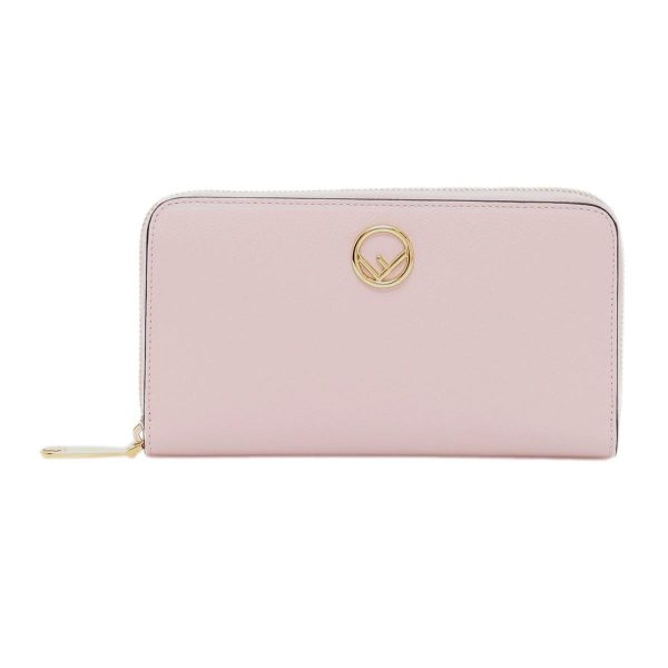 Fendi F Is Fendi Peonia Pink Calfskin Leather Zip Around Long Wallet 8M0299