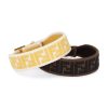 Fendi FF Embroidered Brown Pink Yellow Kit Bracelet 8AH256