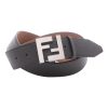 Fendi FF Logo Belt Grey Calfskin Leather Size 95-38 7C0403