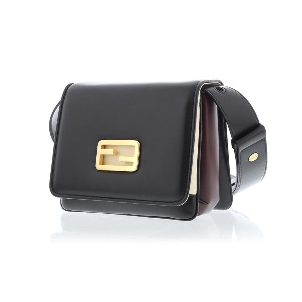 Fendi Id Flap Tricolor Black Leather Small Shoulder Bag 8BT328