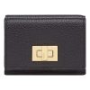 Fendi Peekaboo Calf Leather Black Micro Trifold Wallet 8M0415