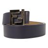 Fendi Reversible Brown Blue Leather FF Belt Size 110/44 7C0424