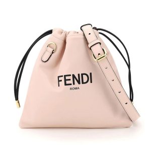 Fendi Roma Sack Pink Leather Drawstring Pouch Crossbody Bag 8BT337