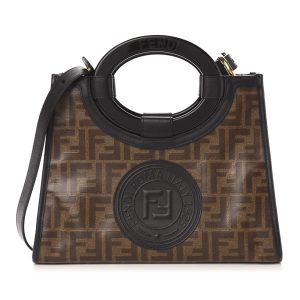 Fendi Runaway Glazed Canvas 1974 FF Stamp Small Shoulder Bag 8BH353