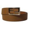 Fendi Baguette Sand Brown Calf Leather Silver Hardware Belt Size 90/36 7C0420