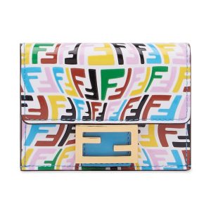 Fendi Vertigo Baguette Multicolor Leather Small Trifold Wallet 8M0395