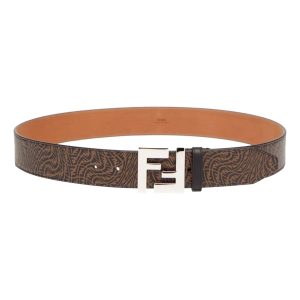 Fendi x Sarah Coleman FF Vertigo Brown Leather Belt 95/38 7C0403