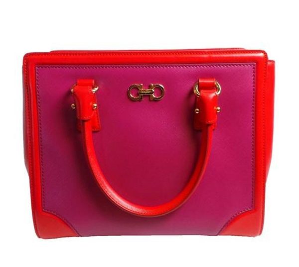 Ferragamo Beky Purple and Red Leather Tote/Shoulder Bag G328/01