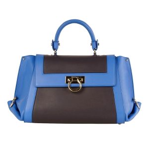 Ferragamo Sofia Calf Blue Fumee Blue Grey Medium Handbag