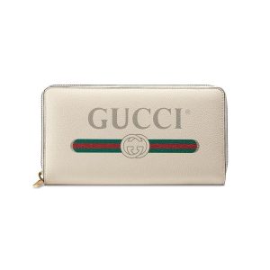 Gucci Cripto Logo White Leather Zip Around Continental Wallet 496317