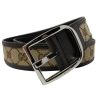 Gucci GG Canvas Brown Leather Palladium Buckle Belt 95/38 449716