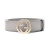 Gucci Storm Grey Leather Interlocking GG Buckle 95/38 Belt 546386