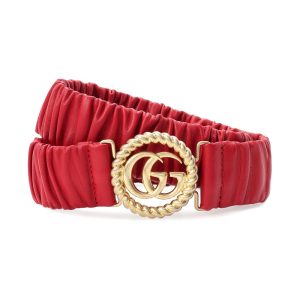 Gucci Marmont GG Red Leather Stretch Belt Size 95/38 602074