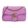 Gucci Marmont Pink Leather GG Matelasse Flap Shoulder Bag 443496