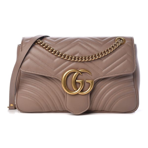 Gucci Marmont Porcelain Rose Leather GG Matelasse Shoulder Bag 443496