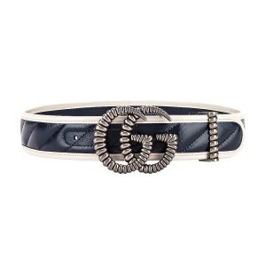 Gucci Marmont Torchon GG Blue Belt Leather Size 90/36 576202