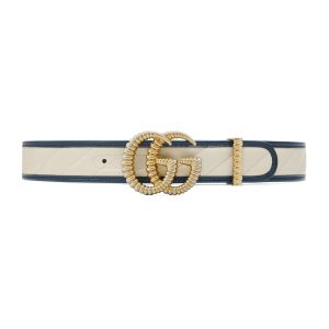 Gucci Marmont Torchon GG White Leather Belt Size 90/36 576202