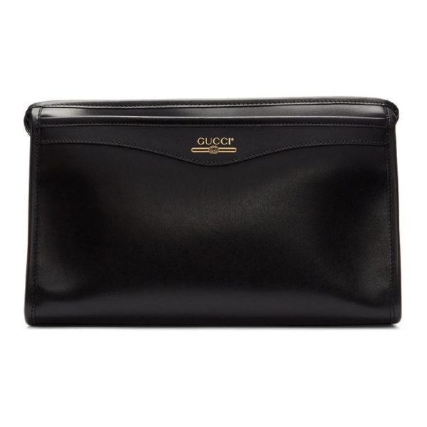 Gucci Unisex Maurem Black Leather Pouch Clutch Travel Bag 574800
