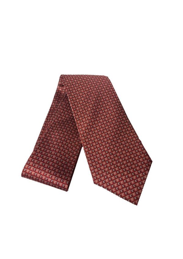 Gucci Men's Geometric Red Orange Silk Necktie 349407