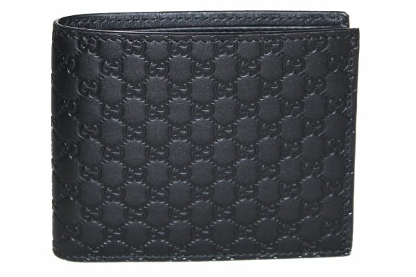 Gucci Men's Microguccissima GG Black Leather Bifold Wallet