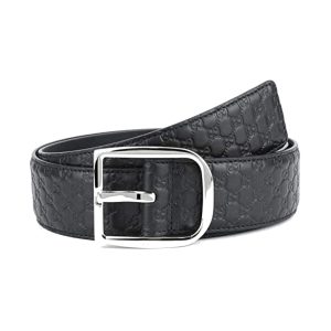 Gucci Microguccissima Black Leather Silver Buckle Belt 115/46 449716