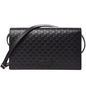 Gucci Microguccissma Black Wallet Crossbody Handbag 466507