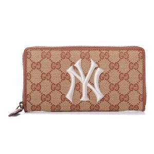 Gucci Monogram NY Yankees Canvas Guccisima Zip Around Wallet 547791