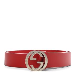 Gucci Rosso Red Leather Interlocking GG Buckle 95/38 Belt 546389