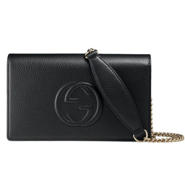 Gucci Soho Wallet on Chain Black Leather Cross Body Bag 598211