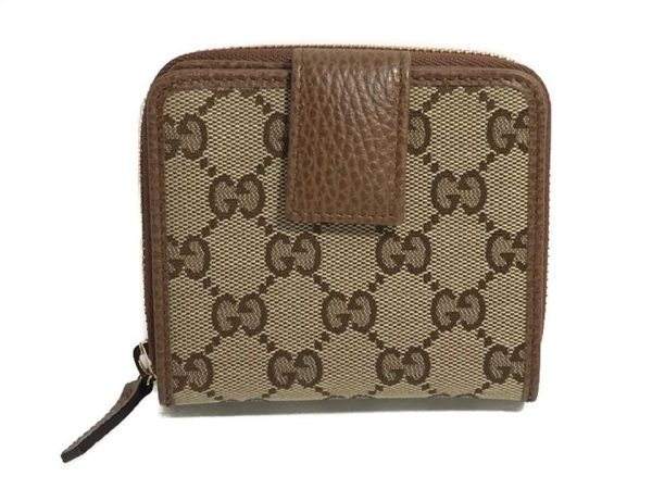 Gucci Beige Original GG Canvas Brown Leather Trim Wallet 346056