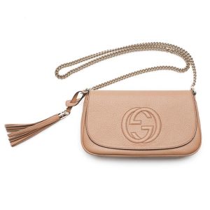 Gucci Soho Disco GG Camelia Beige Tassel Chain Crossbody Bag 536224