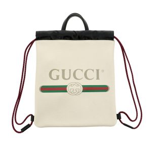 Gucci Zaino White Cripto Logo Drawstring Backpack 523586