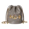 Gucci Zumi Dusty Grey Snakeskin Drawstring Crossbody Bucket Bag 576432