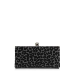 Jimmy Choo Celeste Black Devore Velvet Leopard Clutch Bag DEU01003